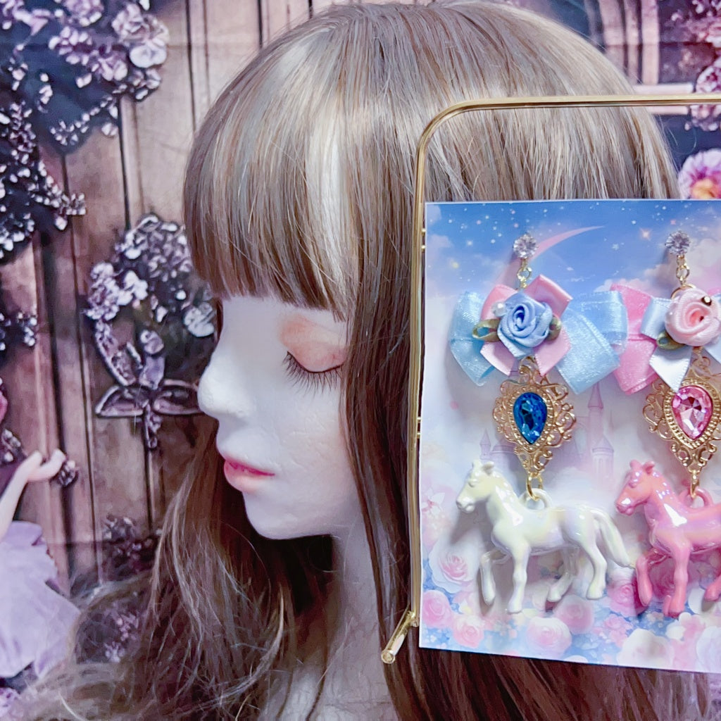 <30028>earring(unicorn-Blue pink)