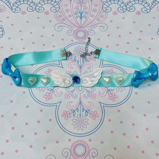 <13061>Yume Kawaii Magical Girl Choker（Light blue×White）