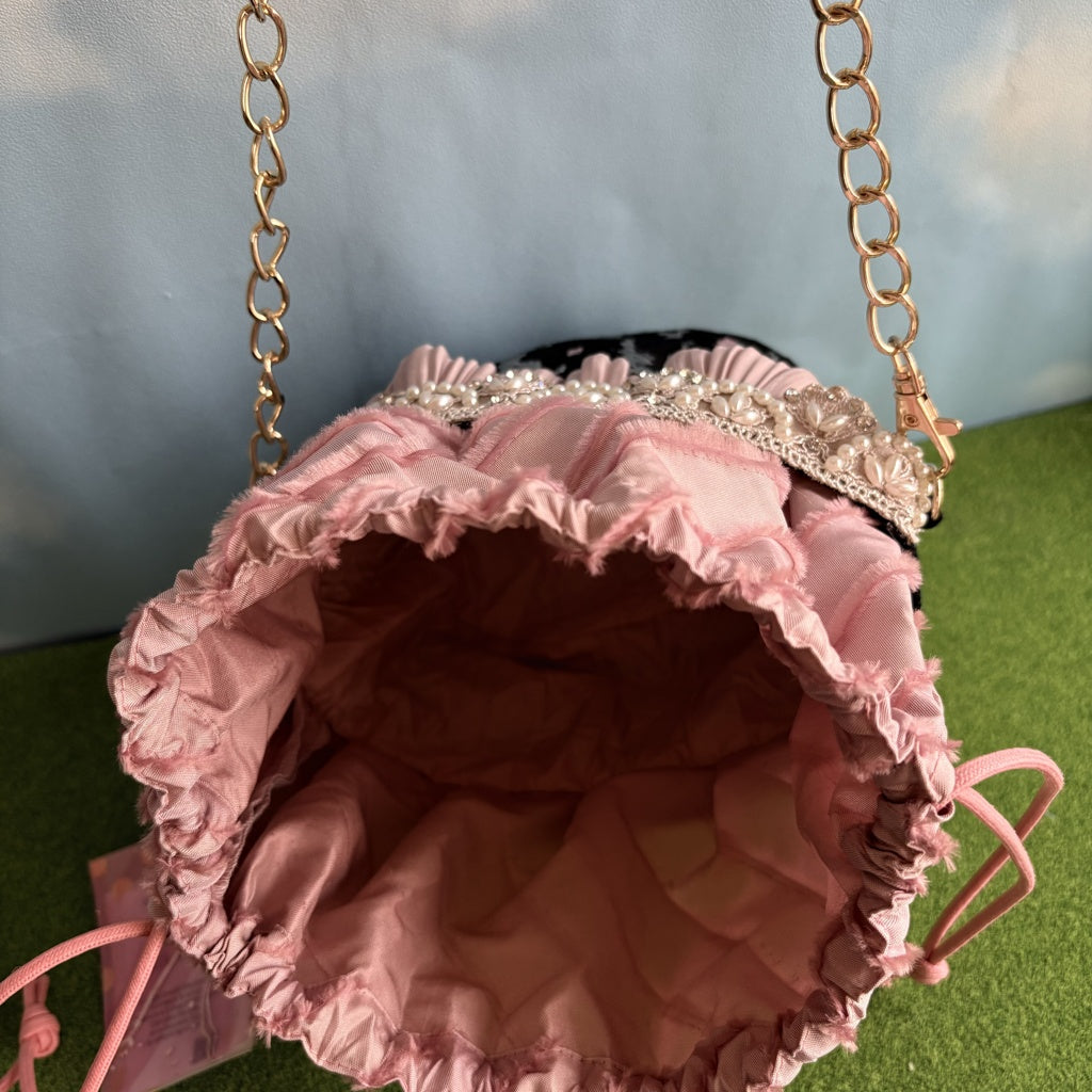 <29014>cup cream bag(pink black)