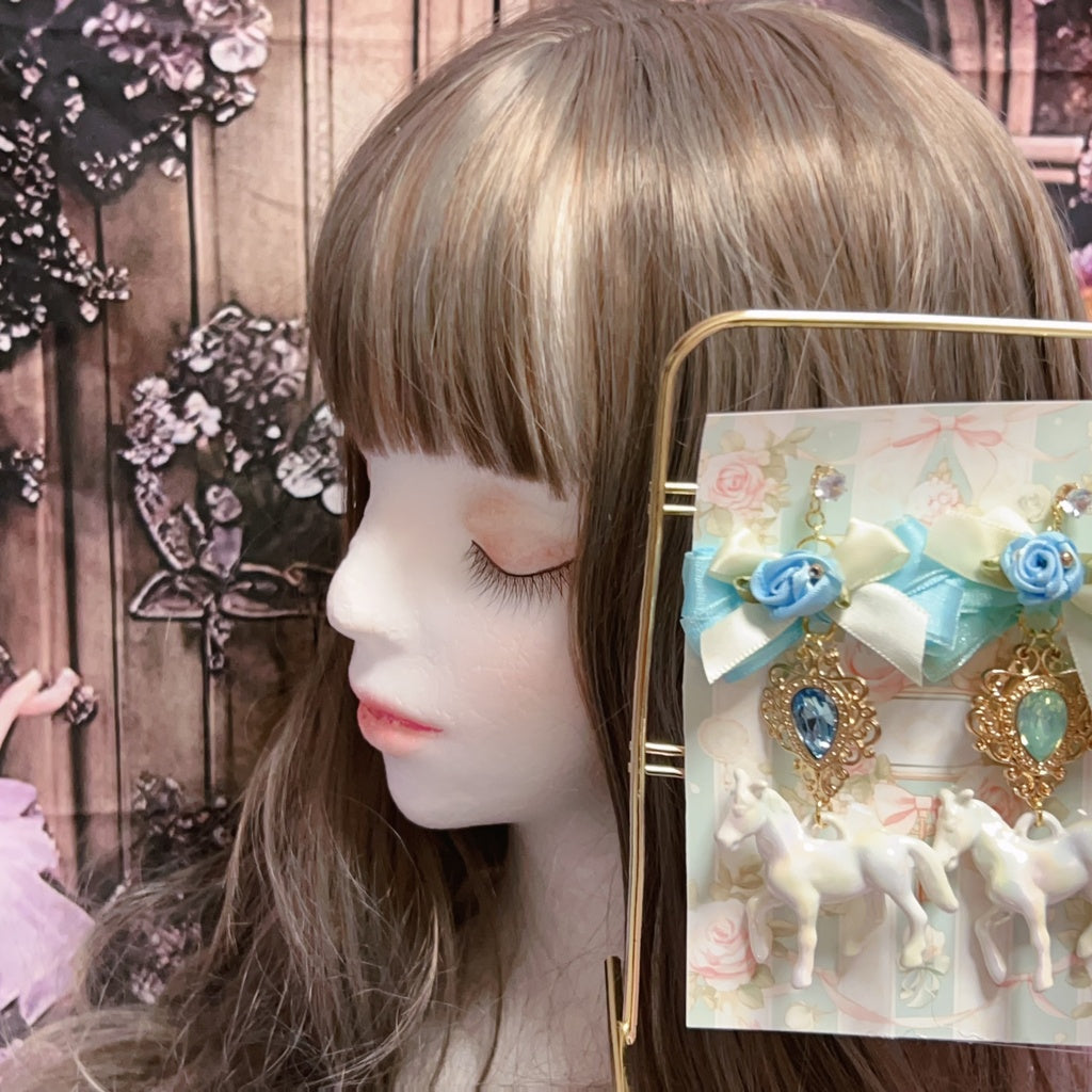 <30032>earring(unicorn-Blue Green)