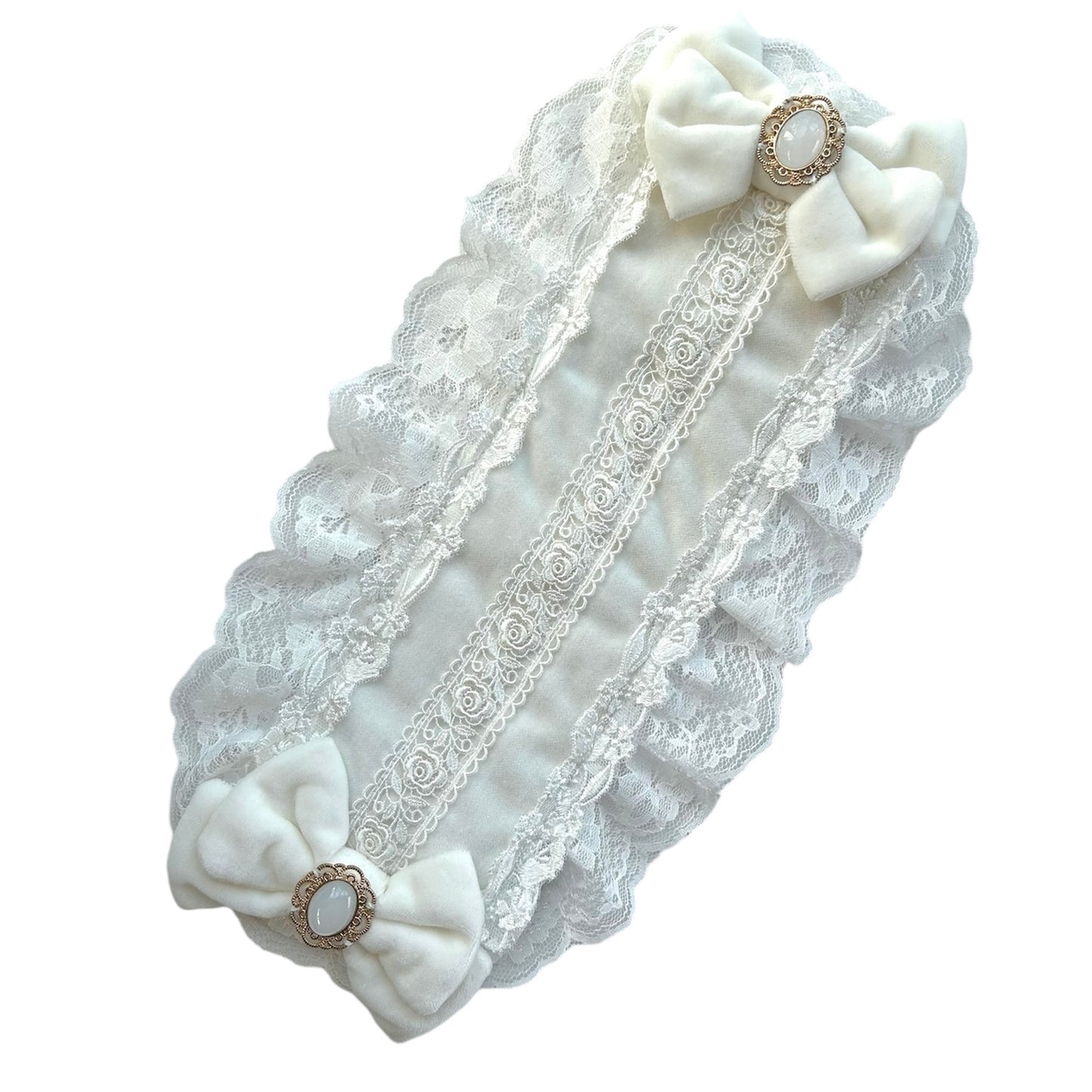 <03026>Headdress: Velvet fabric (Off-white)