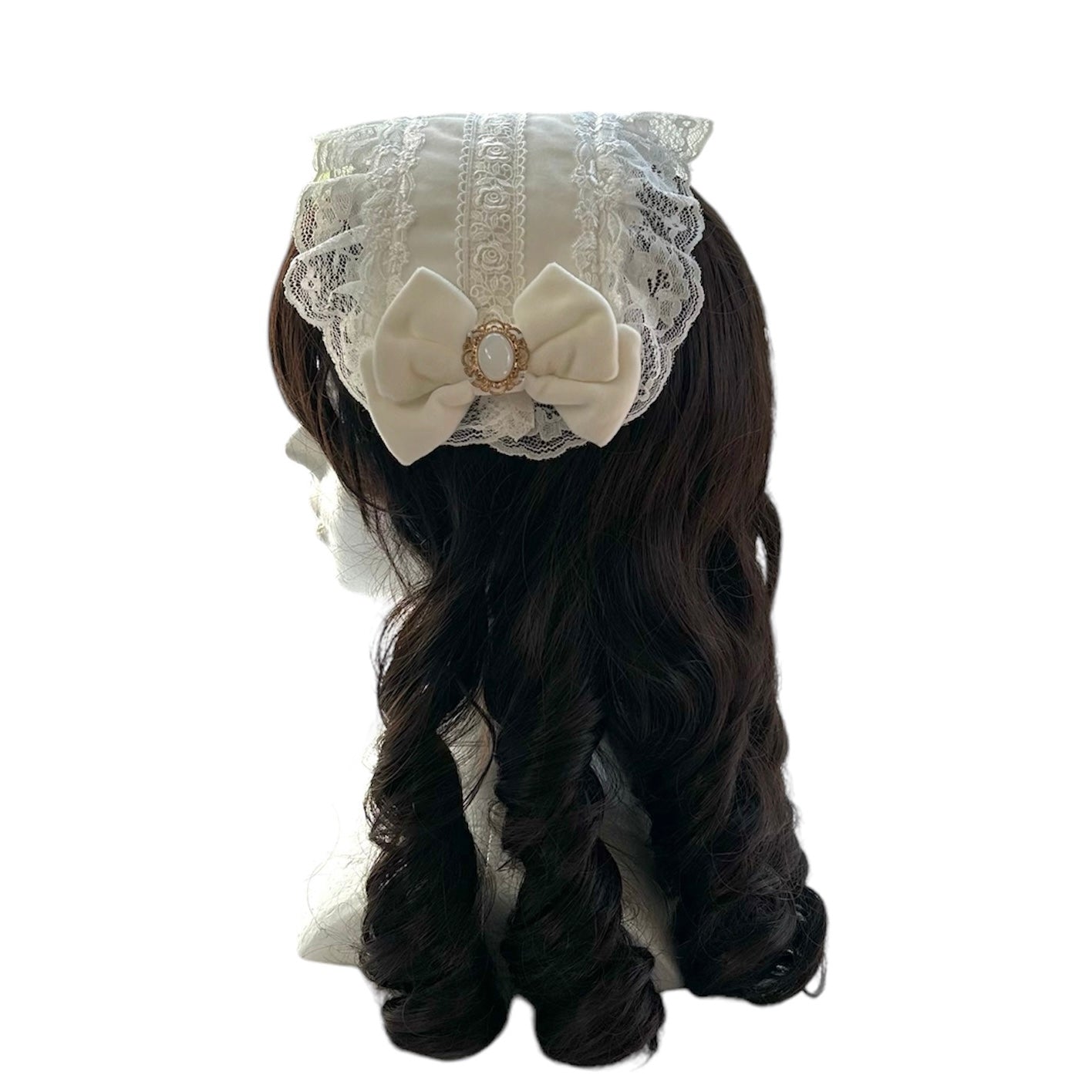 <03026>Headdress: Velvet fabric (Off-white)