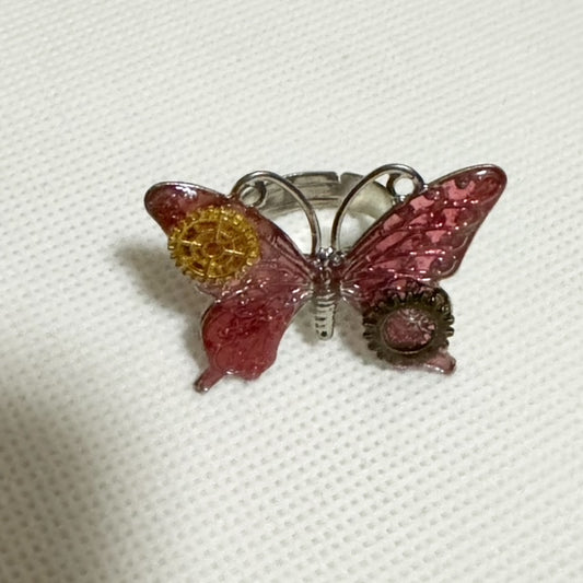 <18068>Butterfly Ring（lightred）