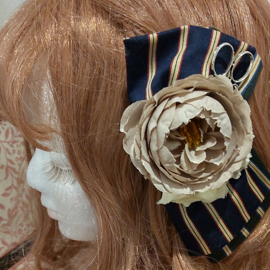 <21030>stripe ribbon (clip＆brooch）B