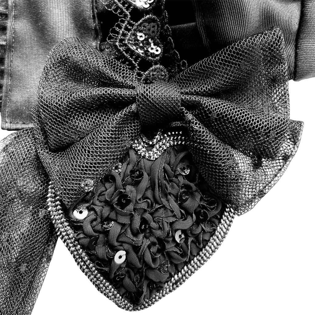 <03005>Bonnet: Heart motifs (Black)