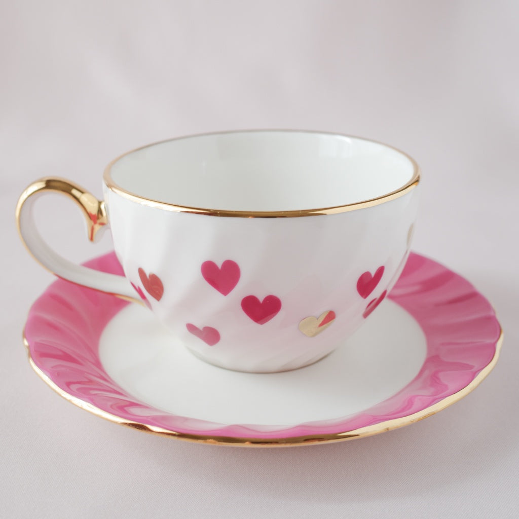 <10012>Heart Teacup & Saucer Set(shocking pink)