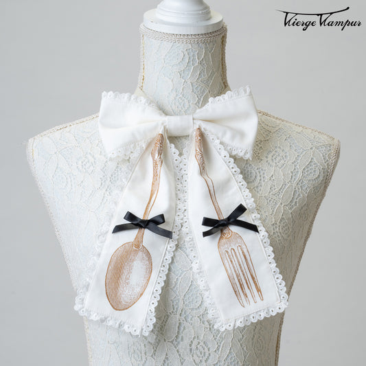 <31012>Cutlery Ribbon Tie<br> (white)