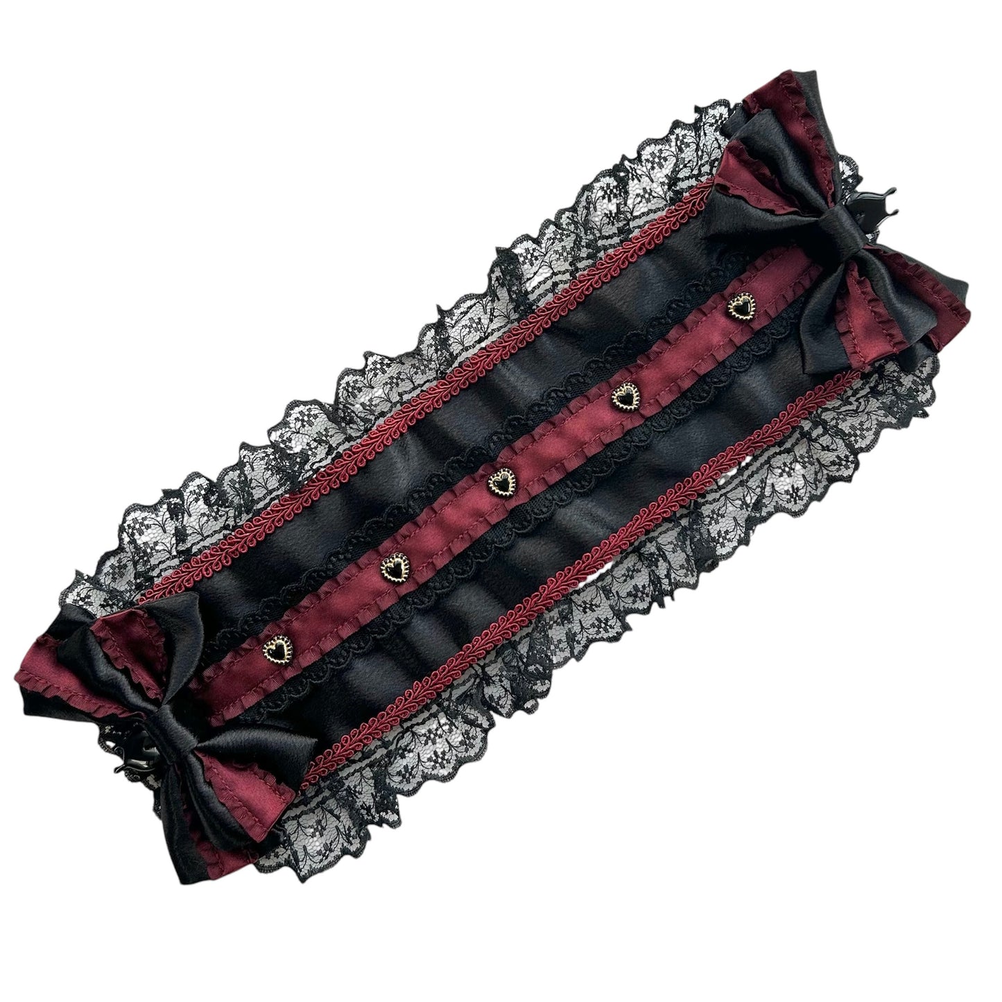 <03018>Headdress: Satin fabric (Black and Bordeaux)