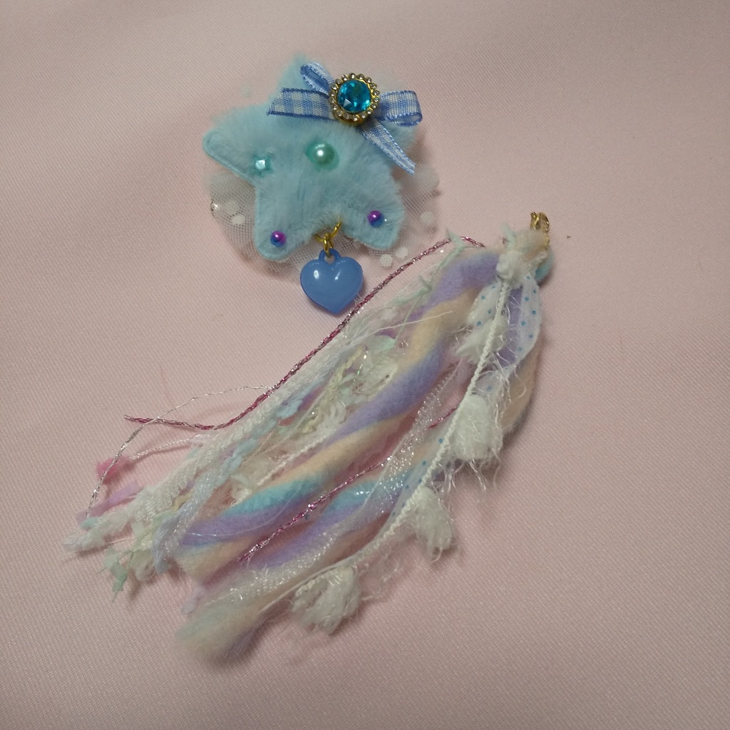 <35025>Shooting star brooch (blue)2