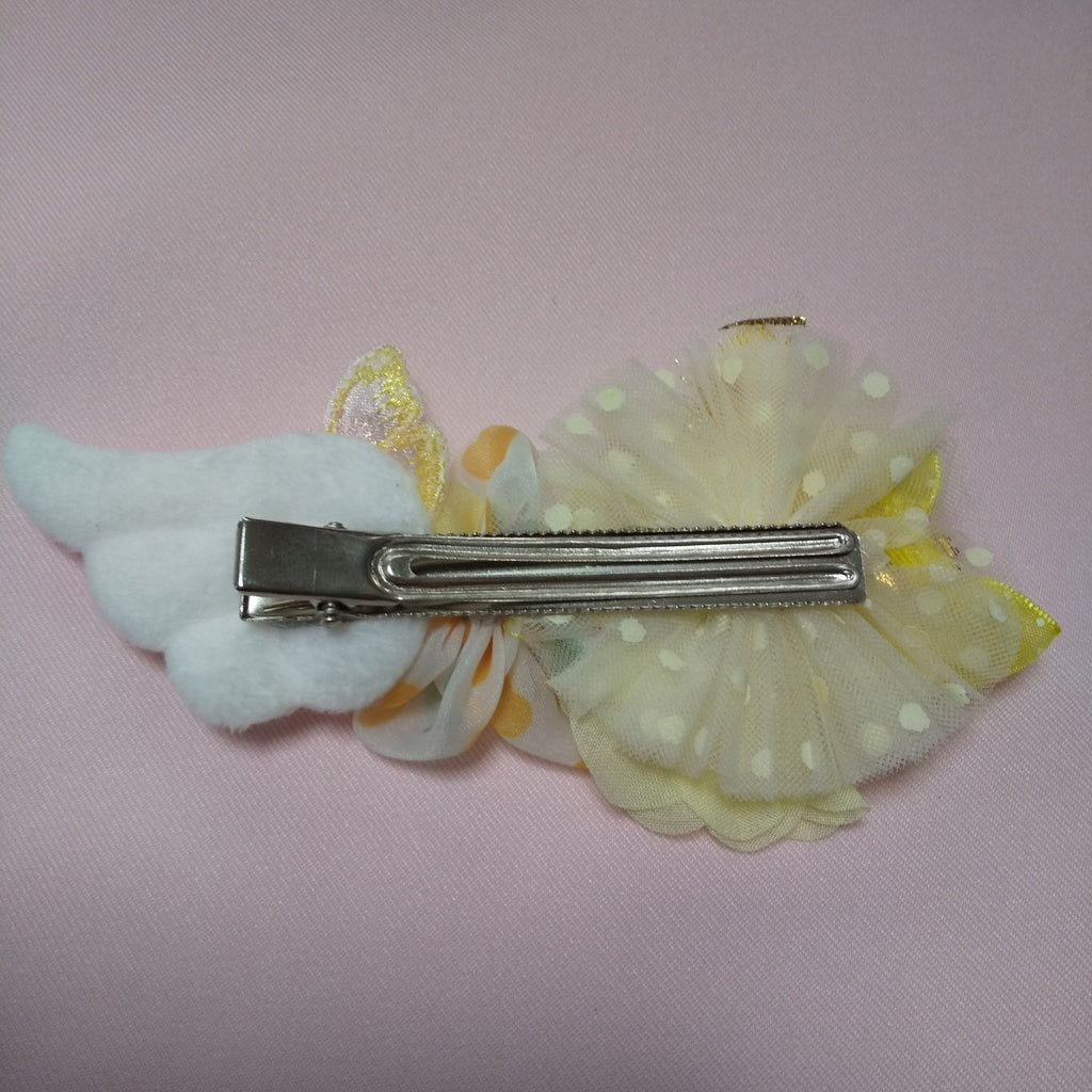 <35062>Flower hair clip with wings (yellow & white)