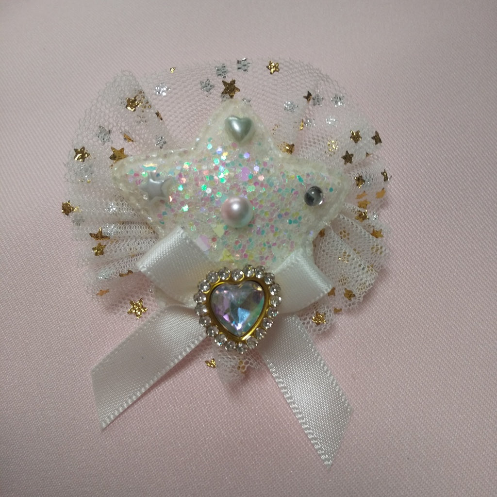 <35073>Twinkle little star hair clip (white ribbon)1