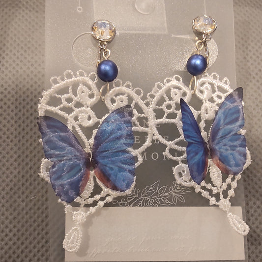 <21039>butterfly clip-on earrings D