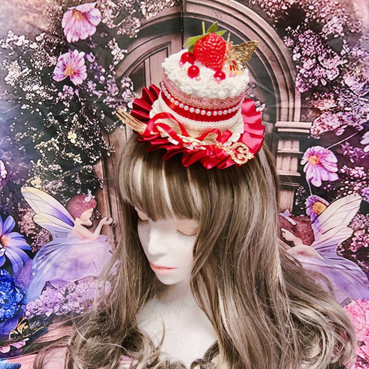 <30025>RED strawberry cake hat