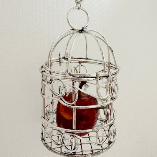 <18111>Bird Cage Necklace (silver× Nail Apple)