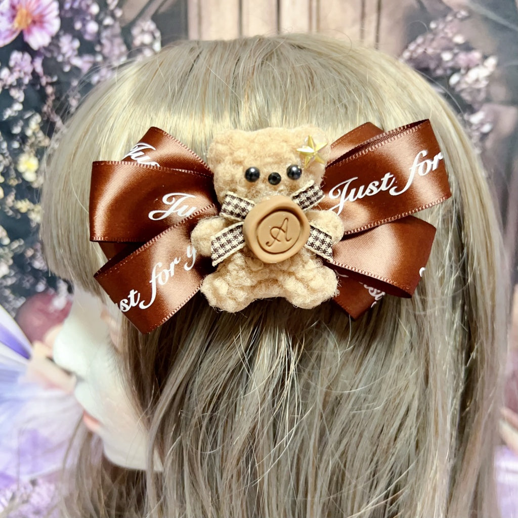 <30017>chocolate bear hair clip A