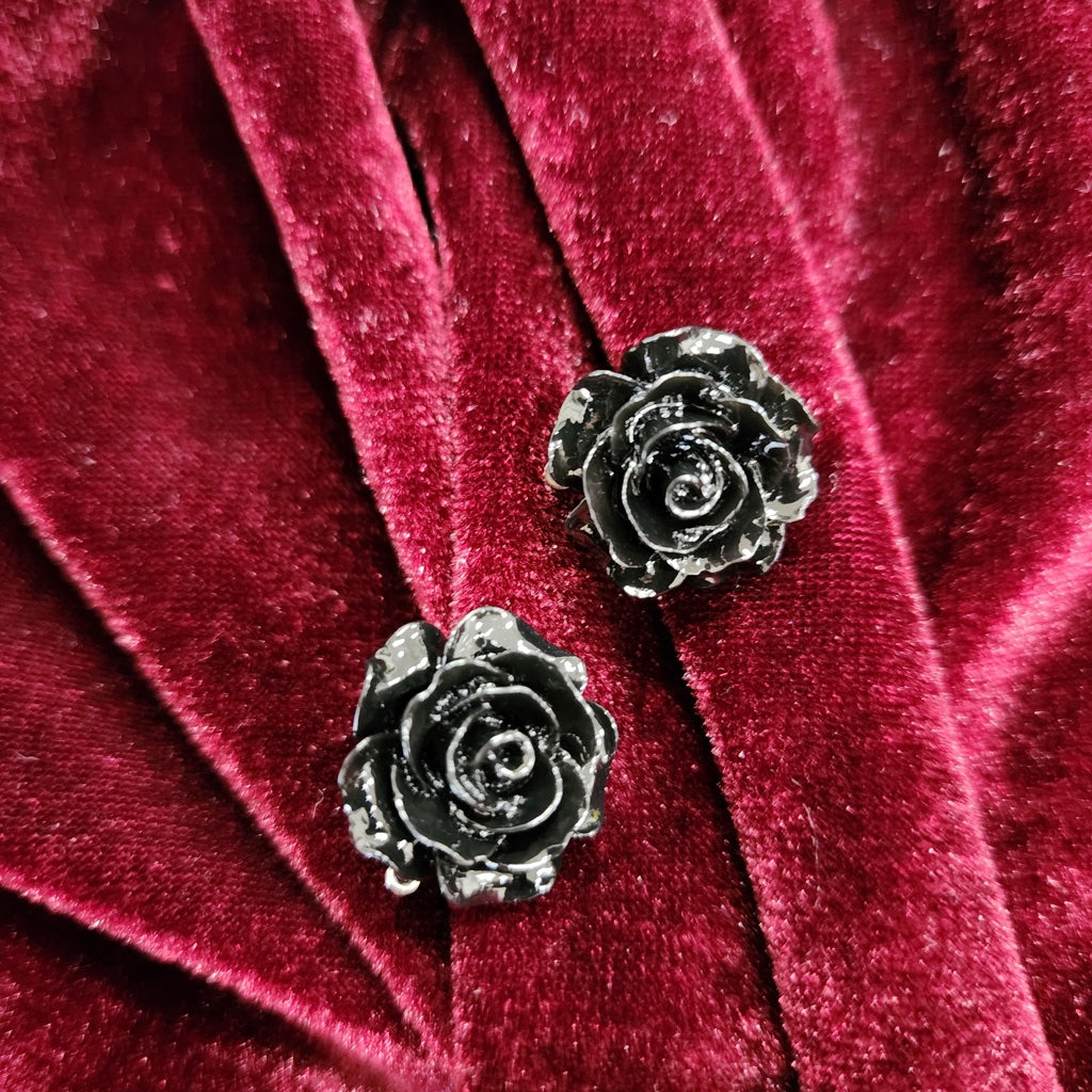 <11020>Black rose earrings