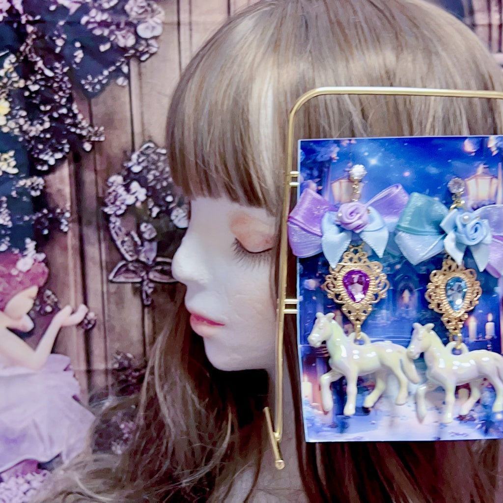 <30031>earring(unicorn-Blue purple)