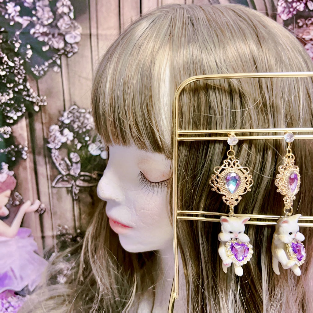 <30040>earring(cat-aurora purple)