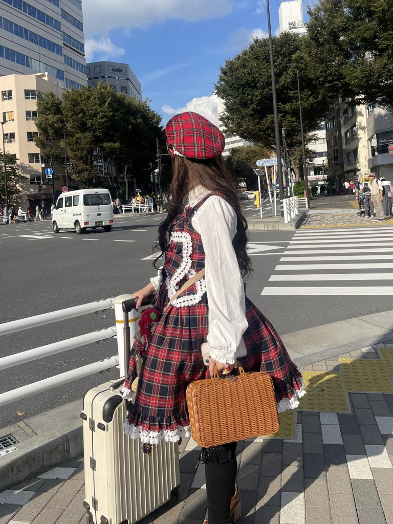 <32001>Tartan check Lolita"Red set